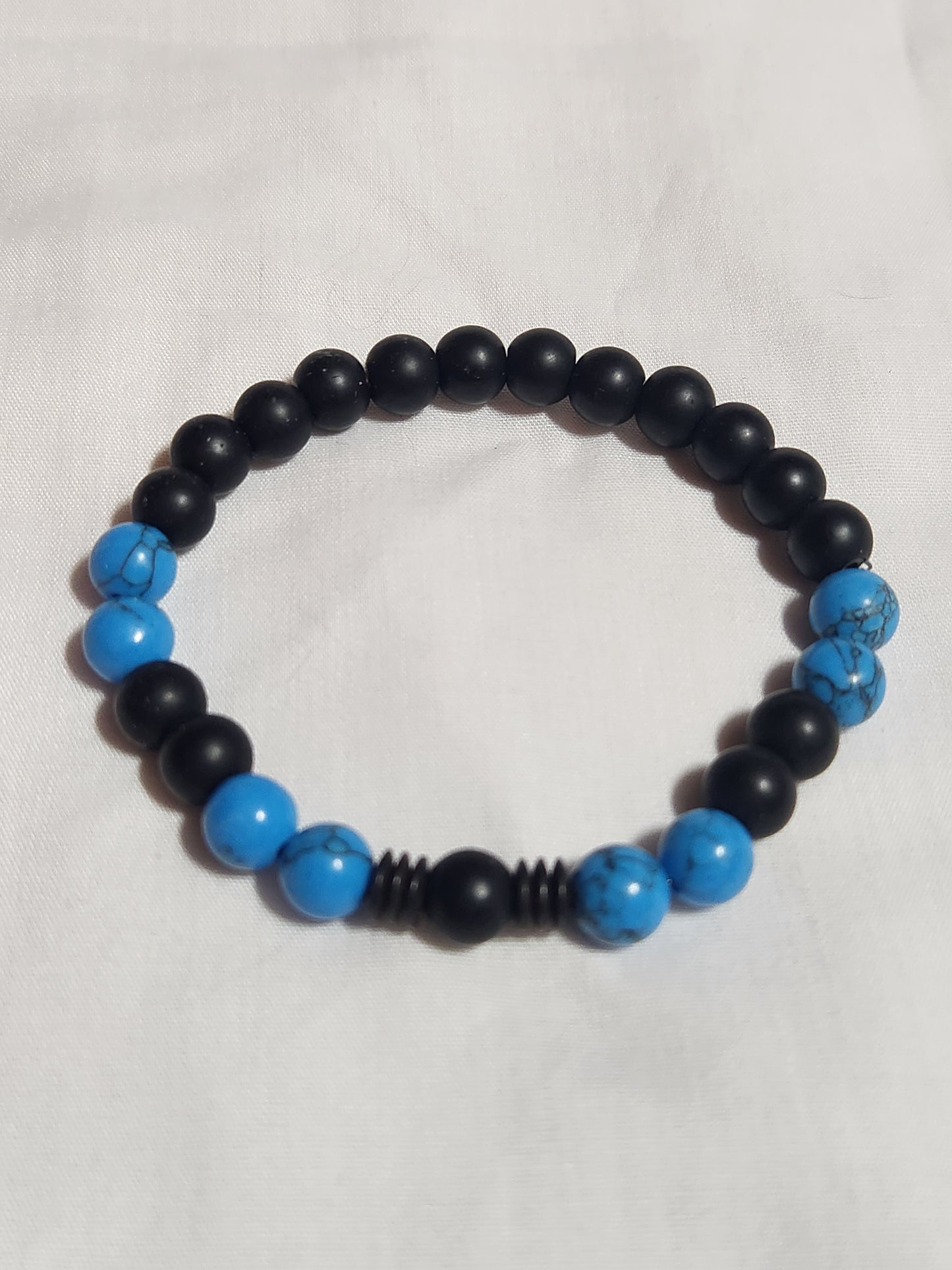 Onyx and Turquoise Bracelet | 6mm Beaded Stretch Protection Jewelry for Men & Women