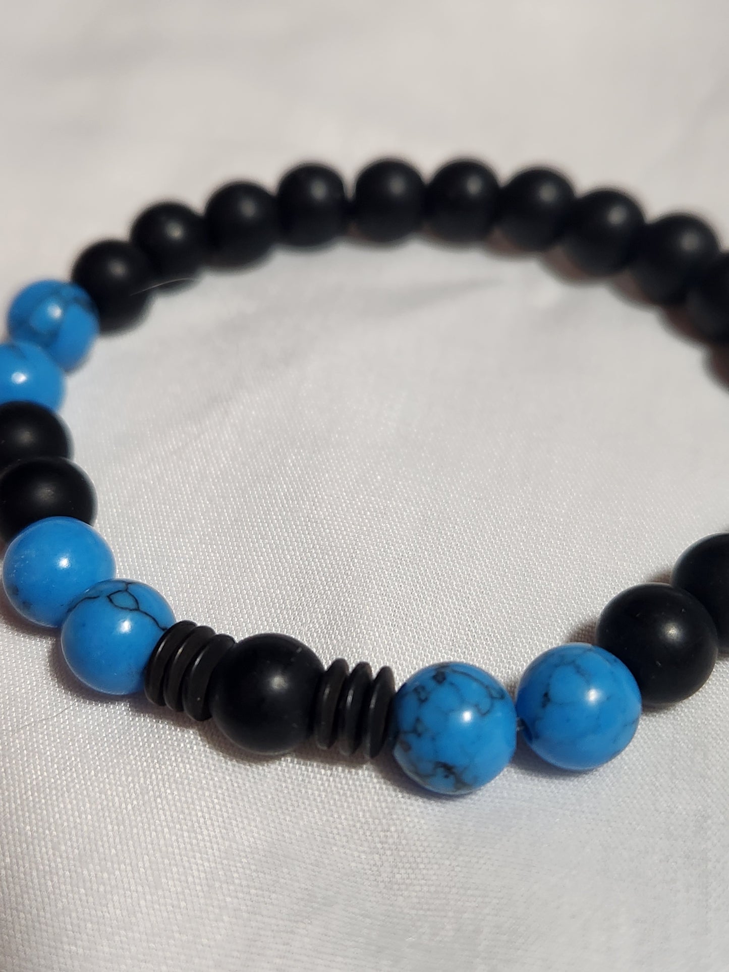 Onyx and Turquoise Bracelet | 6mm Beaded Stretch Protection Jewelry for Men & Women