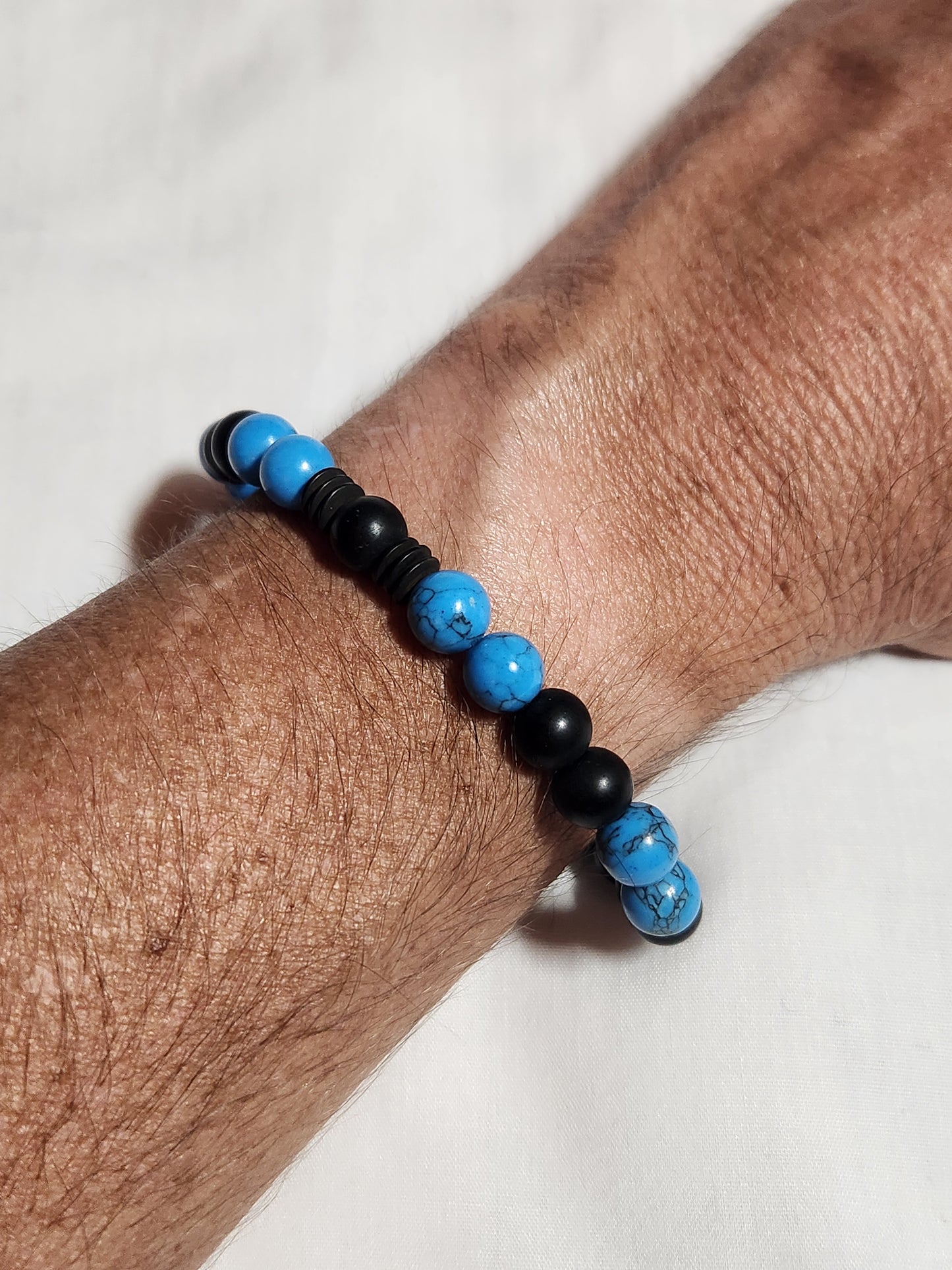 Onyx and Turquoise Bracelet | 6mm Beaded Stretch Protection Jewelry for Men & Women