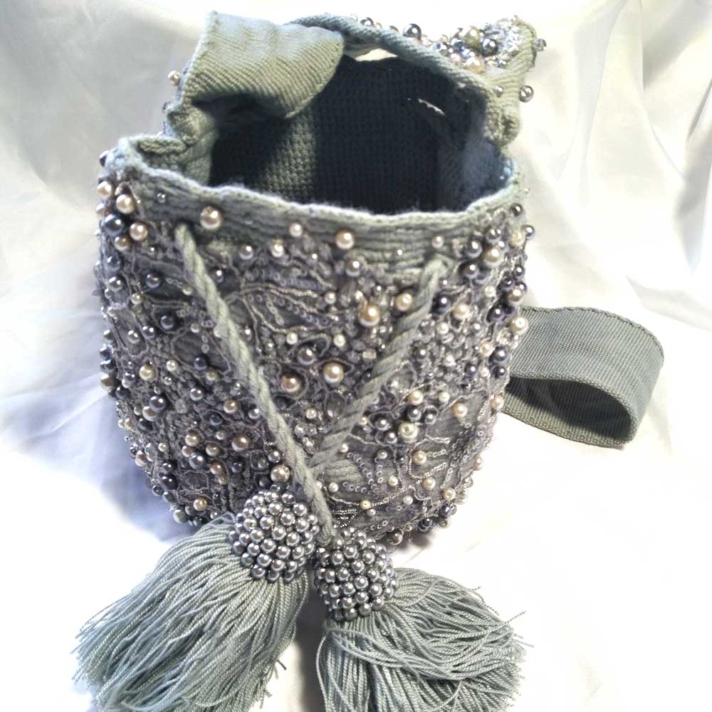 Unique Handcrafted Silver Wayuu Bag full