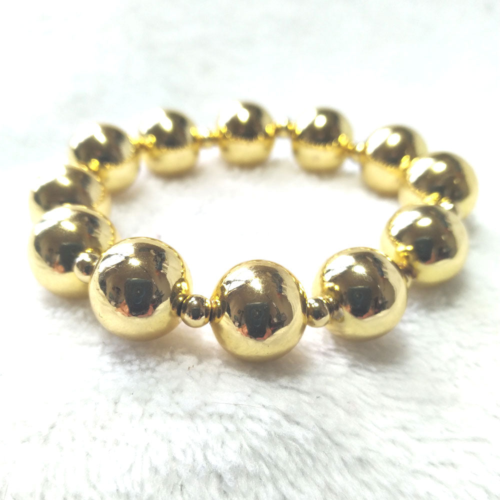 Gold Stainless Steel Bead Stretch Bracelet
