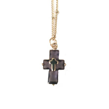 Load image into Gallery viewer, Dainty Gold-filled Necklace with Swarovski Cross Charm - Purple

