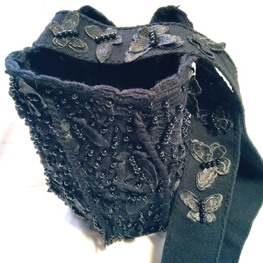 Black Wayuu Embroidered Bag with Shine Touch