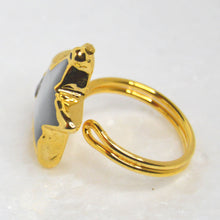 Load image into Gallery viewer, 22k Gold-Plated Brass Ring with Agate Star - Side
