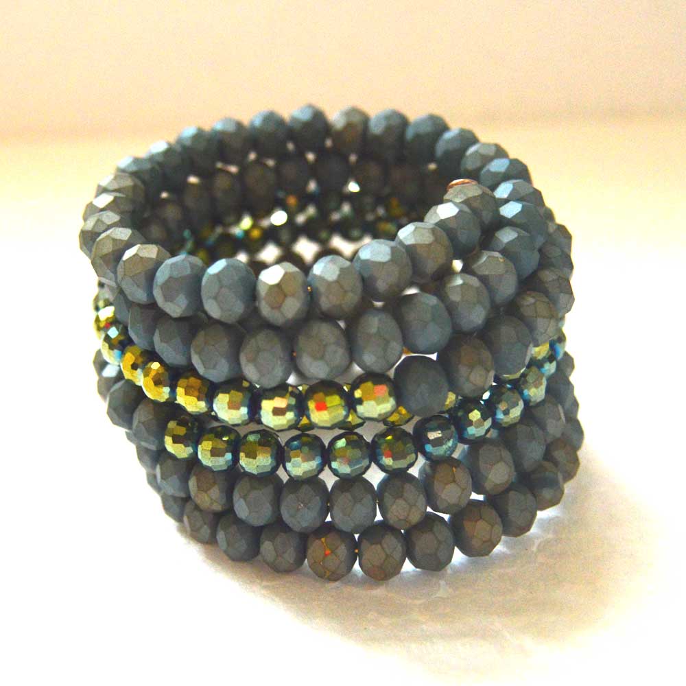 Peacock Green Memory Wire Bracelet