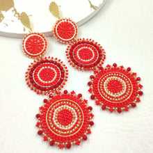 Load image into Gallery viewer, Adria Handwoven Dangle Earrings Hot Red
