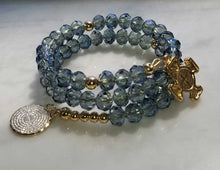 Load image into Gallery viewer, Memory Wire Rosary Bermuda Blue Crystal Bracelet
