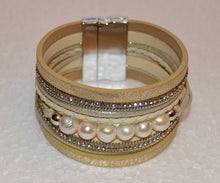 Load image into Gallery viewer, Multi Strand Gold and Freshwater Pearl Bracelet
