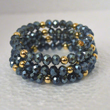 Load image into Gallery viewer, Iridescent 3-Row Blue Czech Crystal Boho Chic Bracelet

