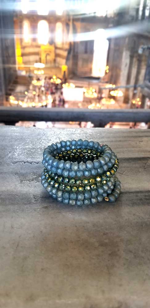 Peacock Green Memory Wire Bracelet at Hagia Sophia Istanbul Turkey