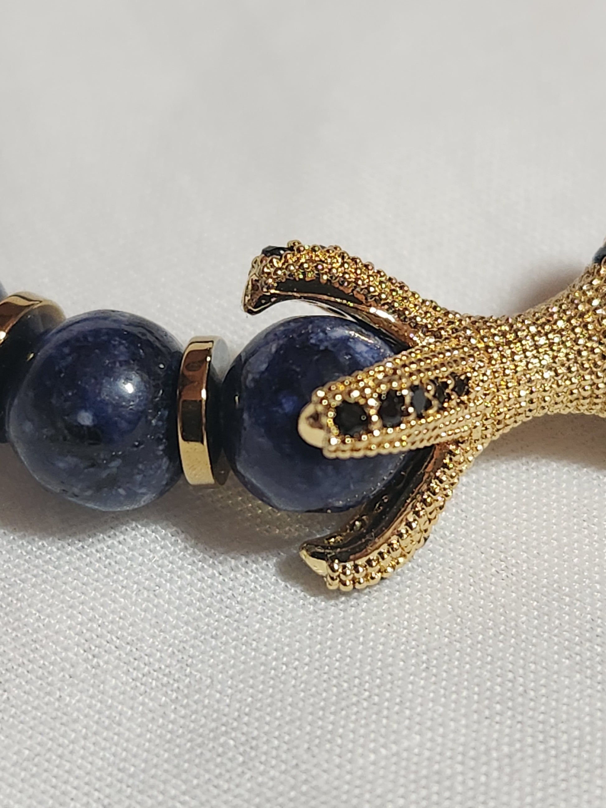 Gold Dragon Claw Men's Lapis Lazuli Bracelet Gothic Fantasy Jewelry Decenarios Cool