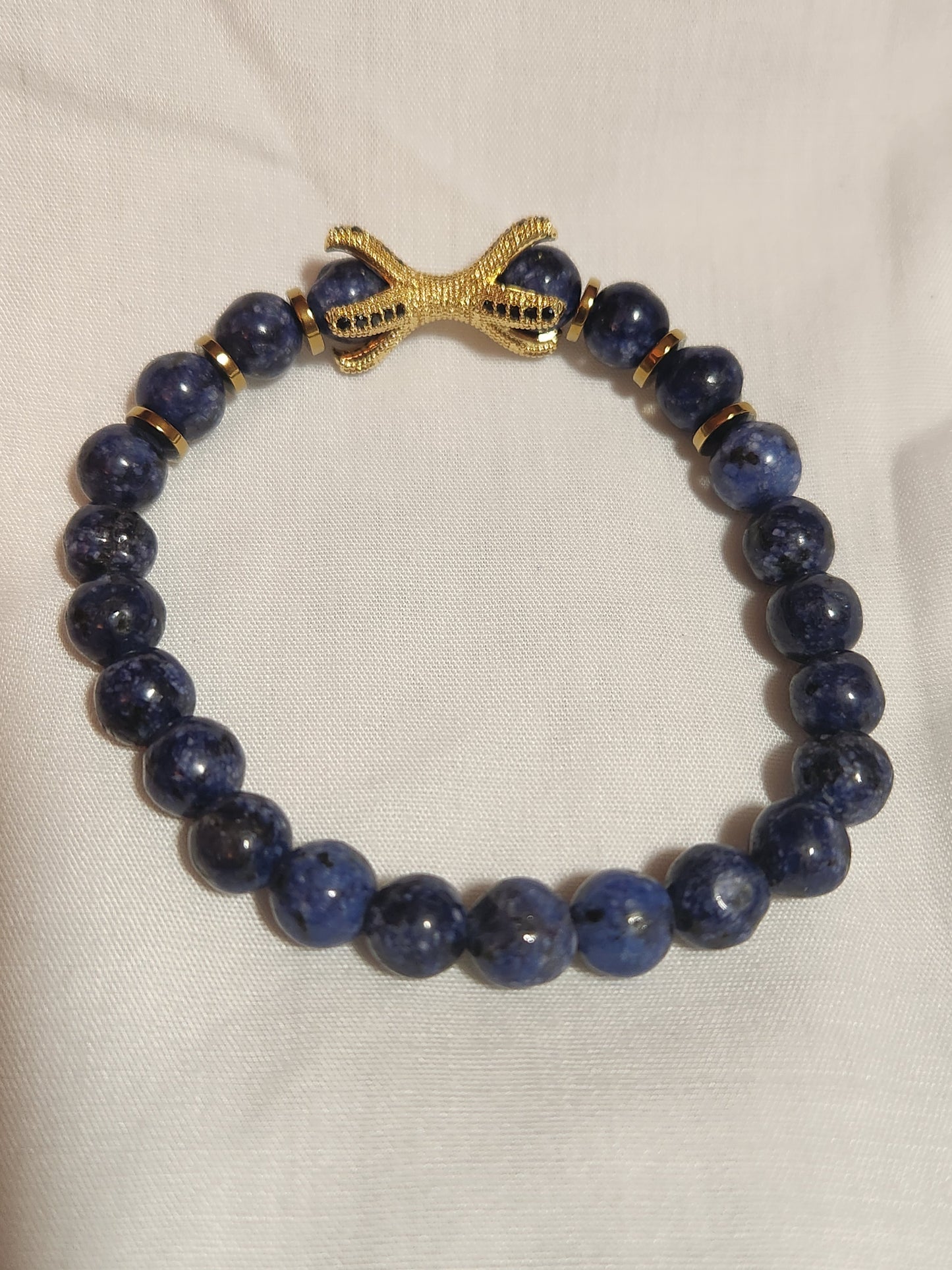 Gold Dragon Claw Men's Lapis Lazuli Bracelet Gothic Fantasy Jewelry Decenarios Cool