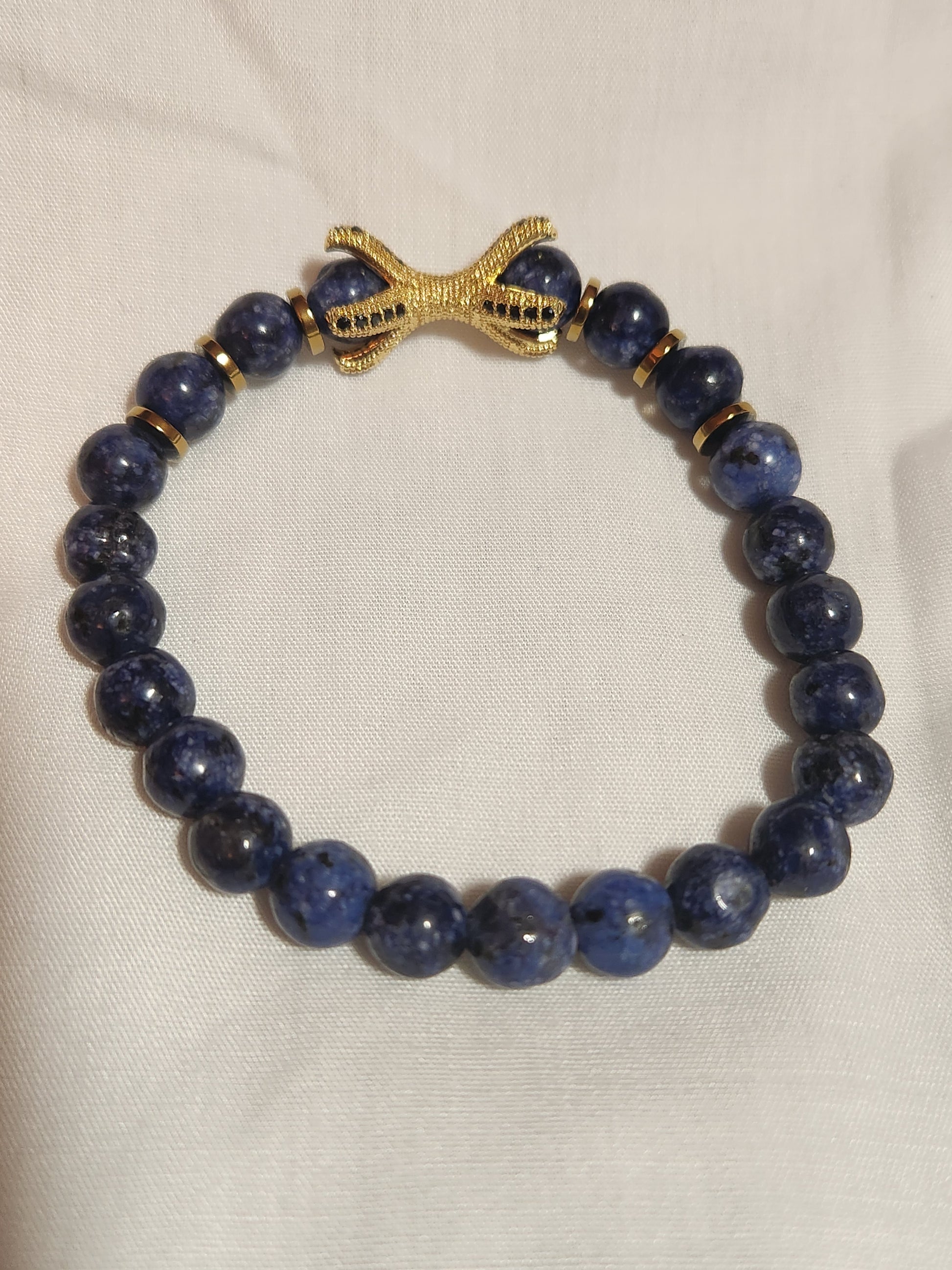 Gold Dragon Claw Men's Lapis Lazuli Bracelet Gothic Fantasy Jewelry Decenarios Cool