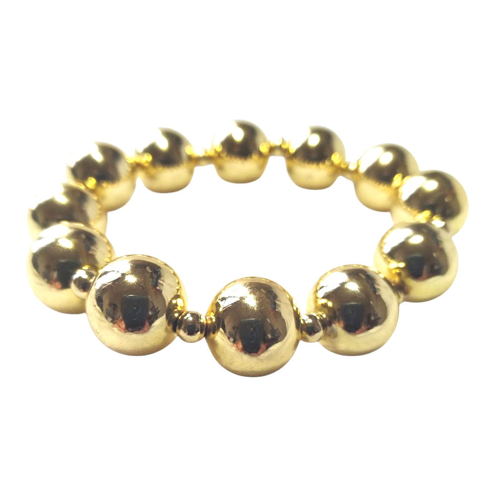 Gold Stainless Steel Bead Stretch Bracelet - main picture