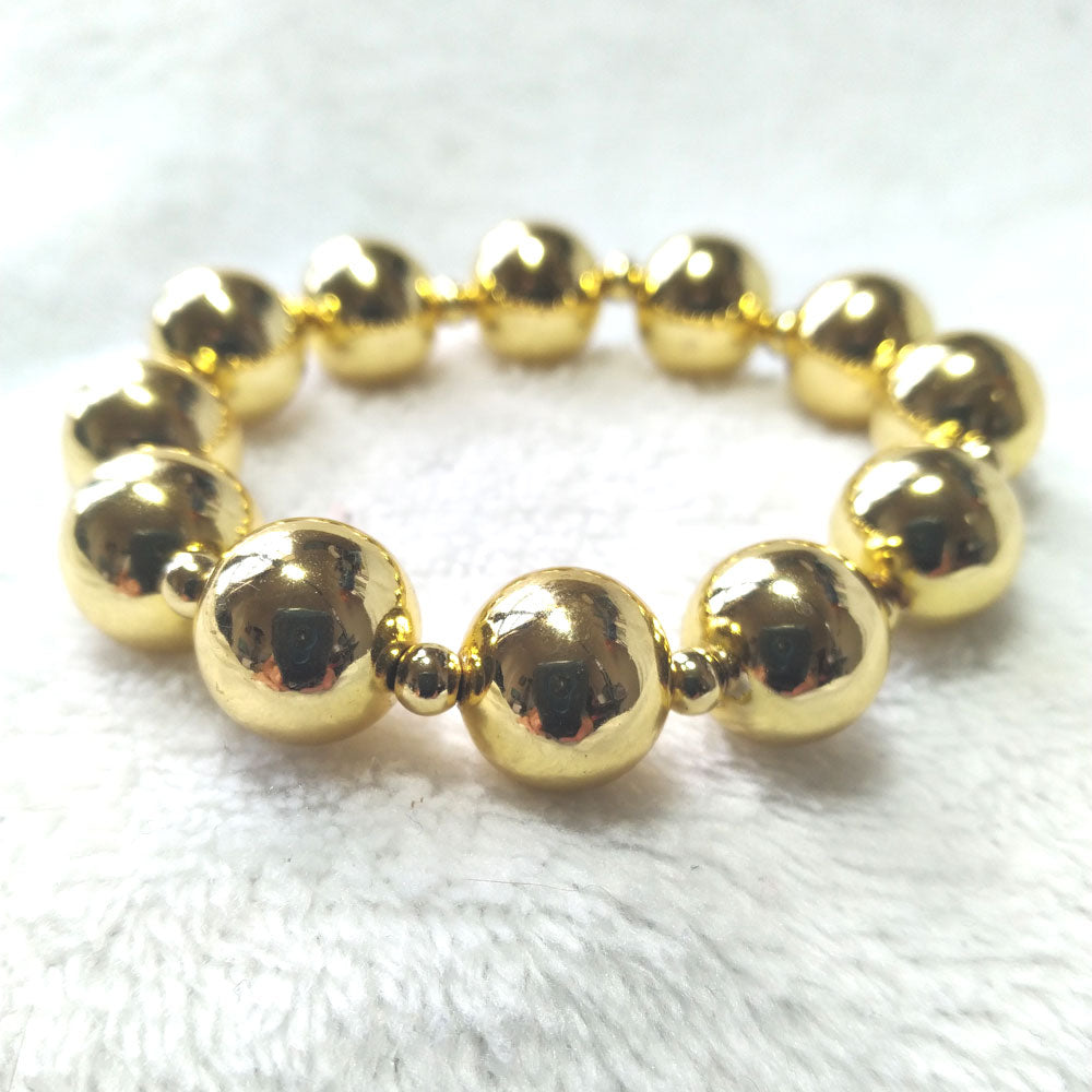Gold Stainless Steel Bead Stretch Bracelet