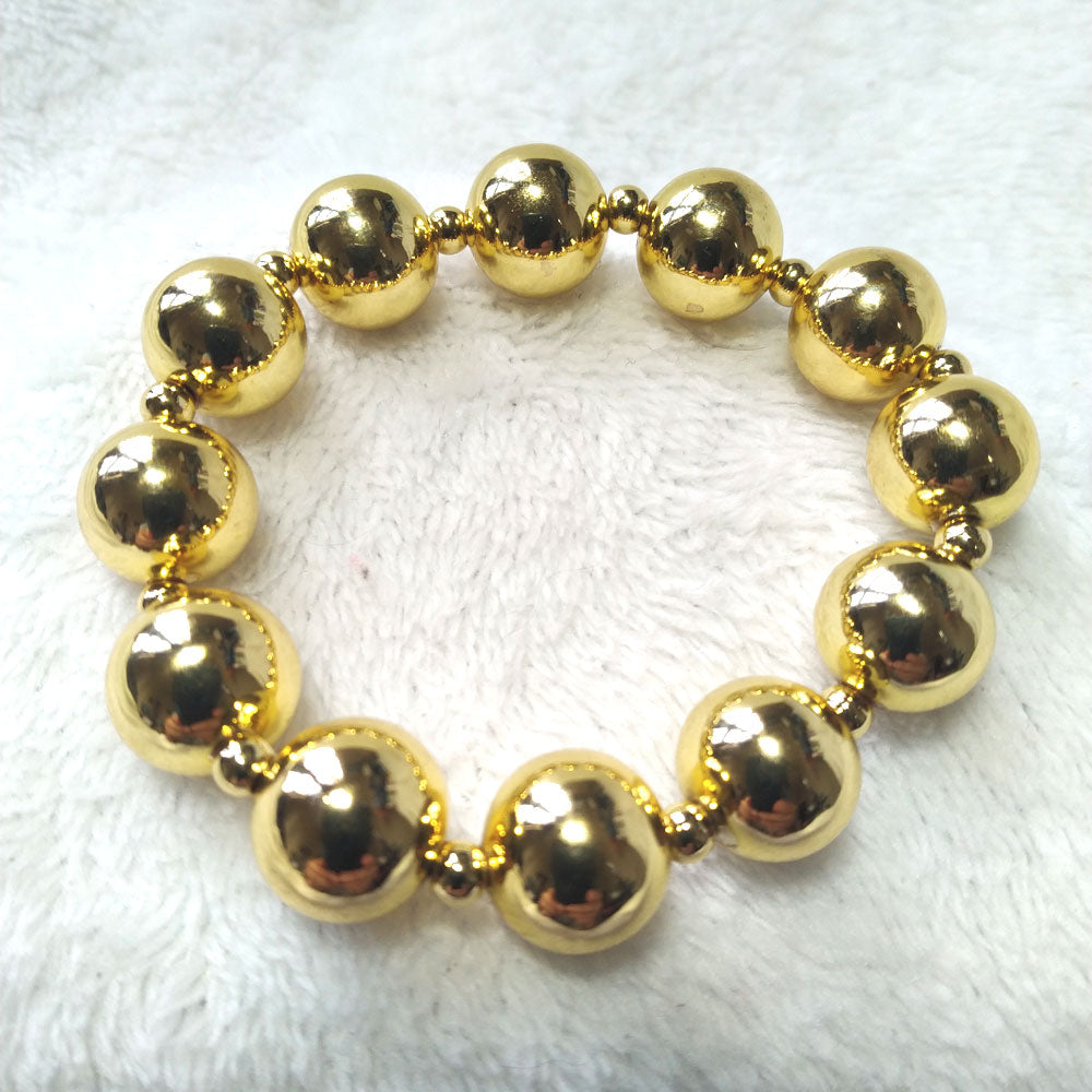 Gold Stainless Steel Bead Stretch Bracelet overview