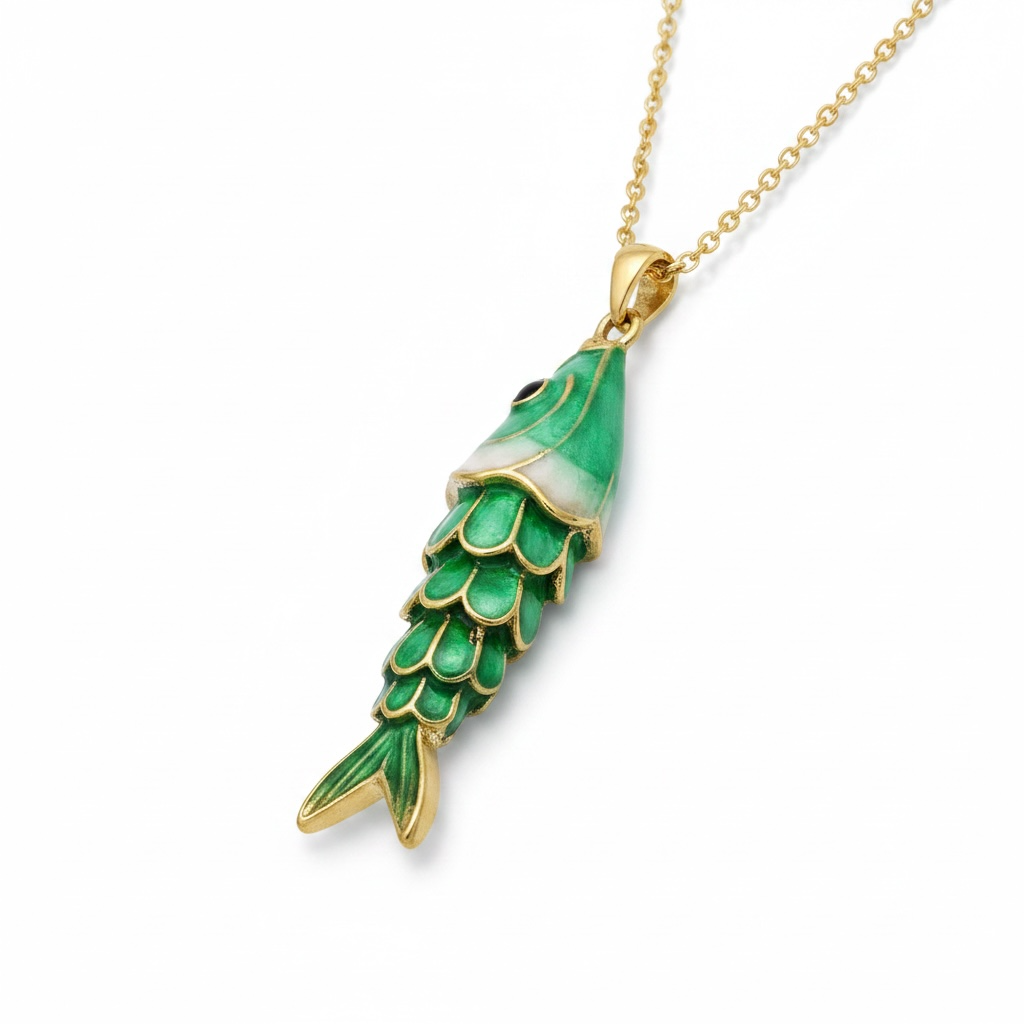 Abundance Fish Necklace - Green