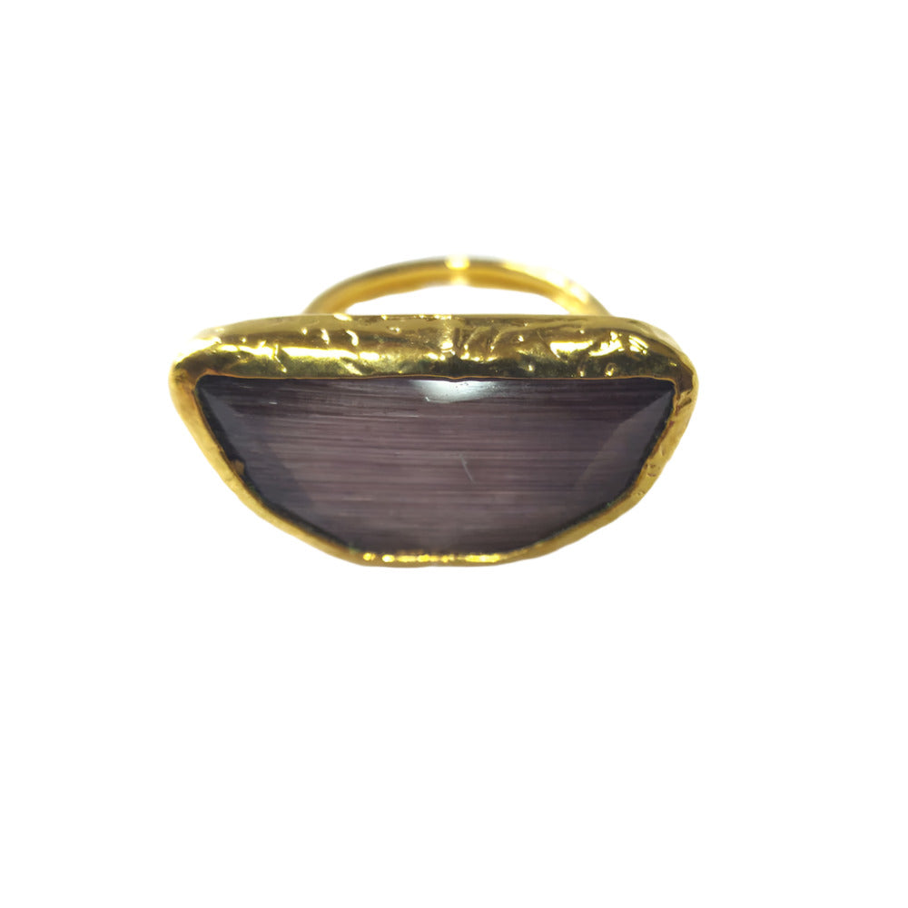 Stunning Agate Set: 24k Gold Plated Adjustable Matching Ring