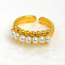 Load image into Gallery viewer, 22k Gold-Plated Brass Pearl Ring
