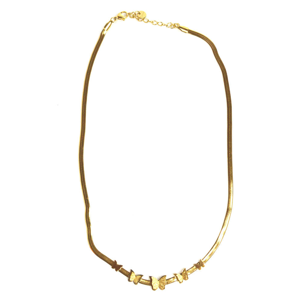 Golden Stainless Steel Butterflies Necklace
