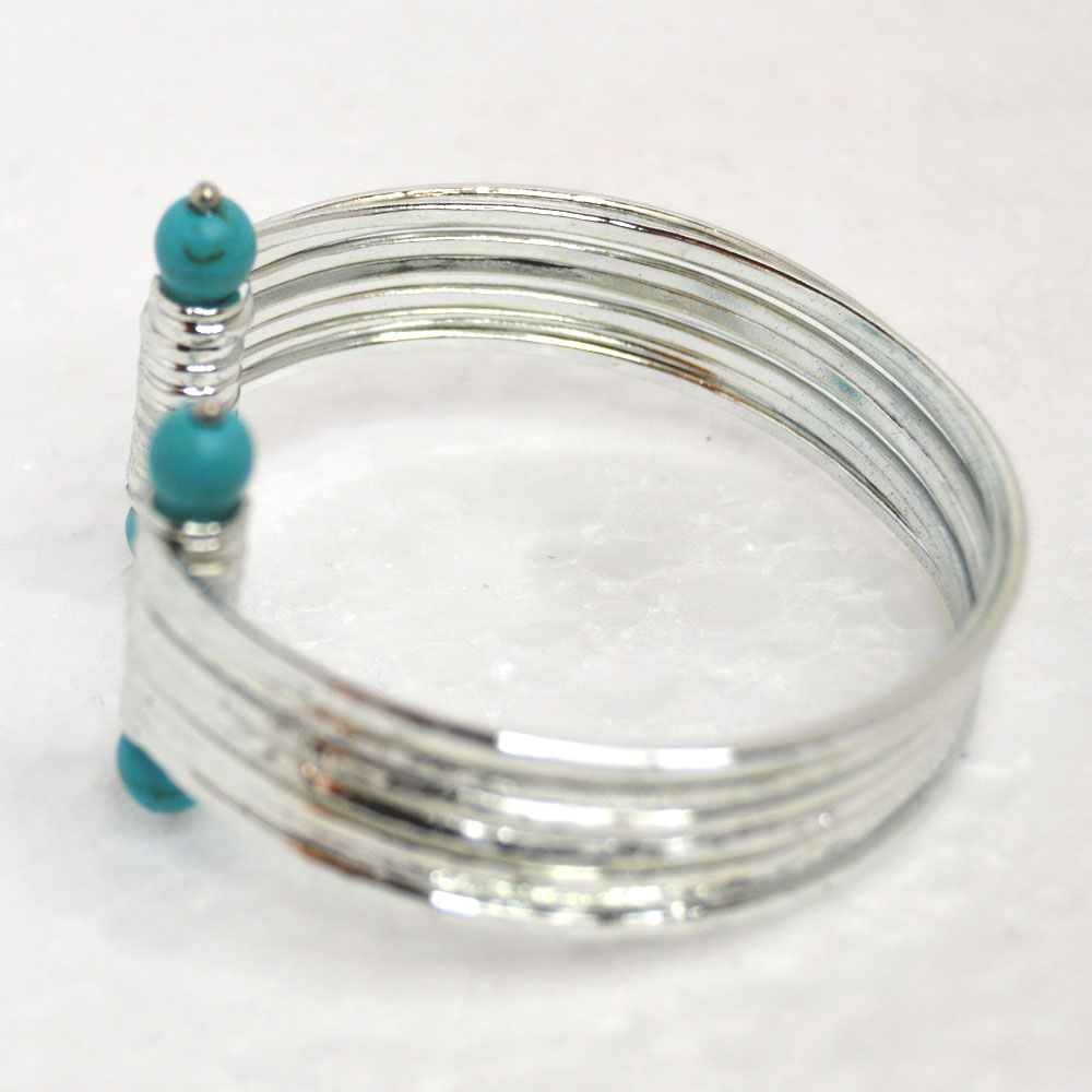 22k White Gold-Plated Brass Turquoise Bracelet side view