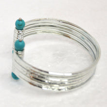 Load image into Gallery viewer, 22k White Gold-Plated Brass Turquoise Bracelet side view
