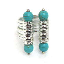 Load image into Gallery viewer, 22k White Gold-Plated Brass Turquoise Ring front view
