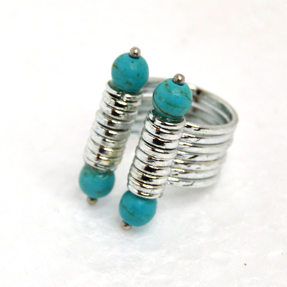 22k White Gold-Plated Brass Turquoise Ring side view