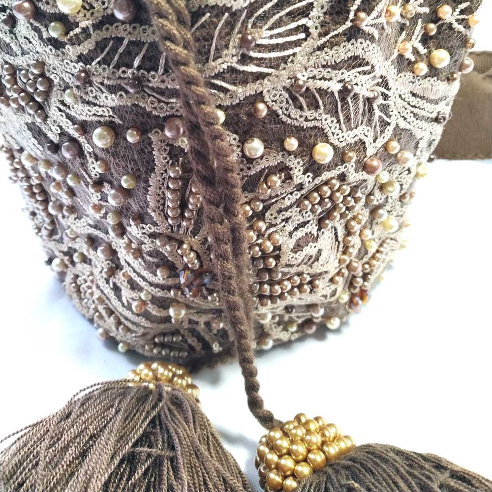 Mini Wayuu Bag - Chocolate Brown & Silver | Handwoven Colombian Mochila