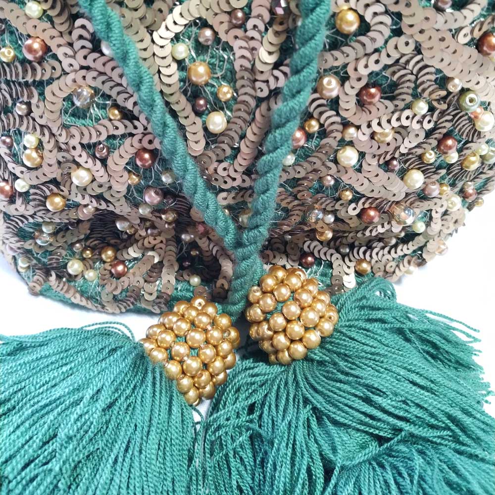 Mini Wayuu Bag - Emerald Green & Gold | Handwoven Colombian Mochila