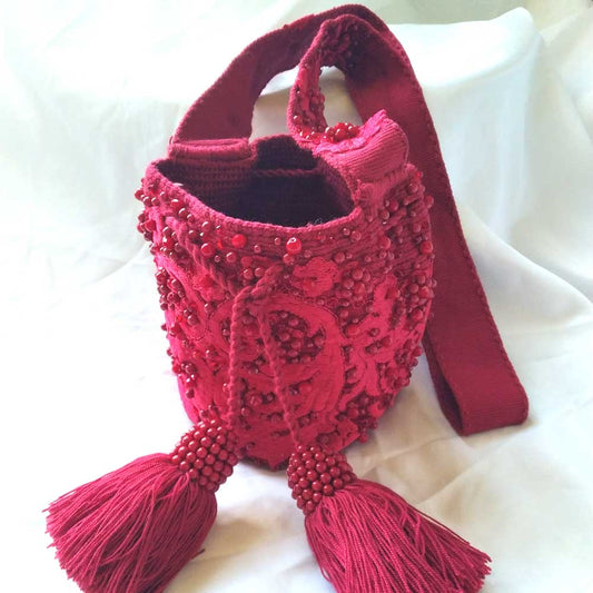 Vibrant Red Mini Wayuu Bag | Unique Small Crossbody Purse