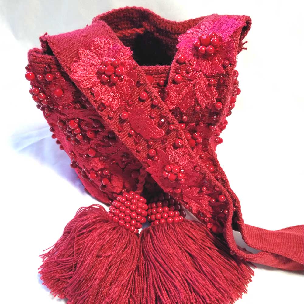 Vibrant Red Mini Wayuu Bag | Unique Small Crossbody Purse