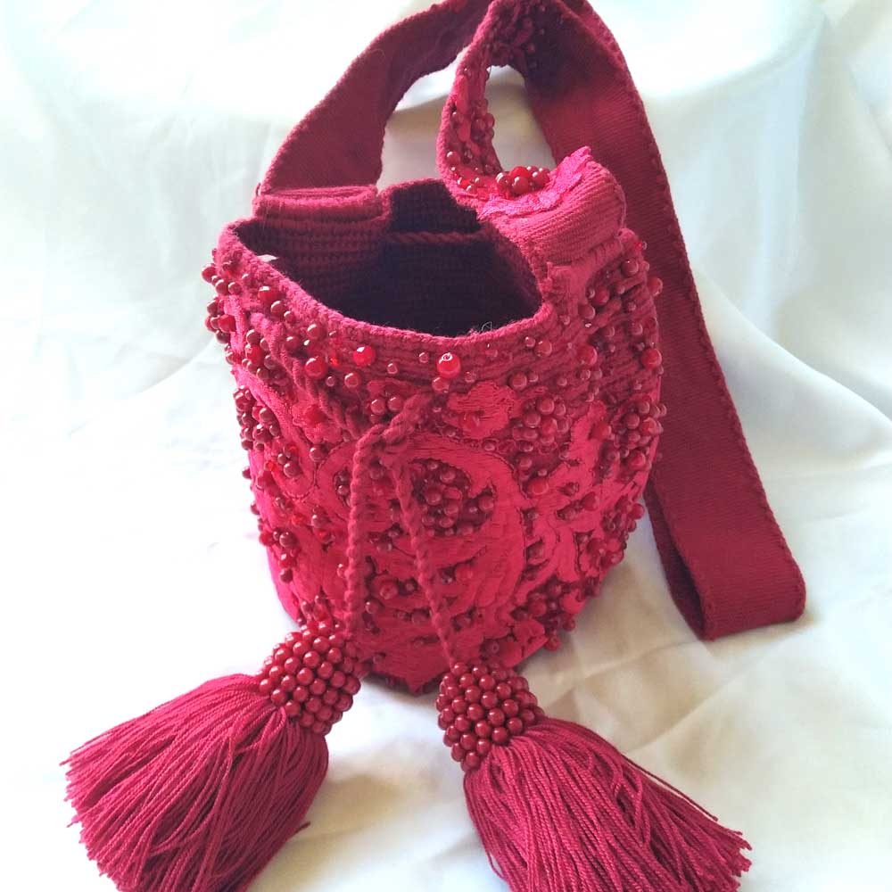 Vibrant Red Mini Wayuu Bag | Unique Small Crossbody Purse