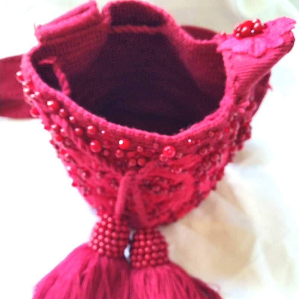 Vibrant Red Mini Wayuu Bag | Unique Small Crossbody Purse