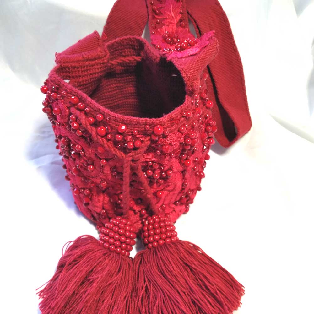 Vibrant Red Mini Wayuu Bag | Unique Small Crossbody Purse
