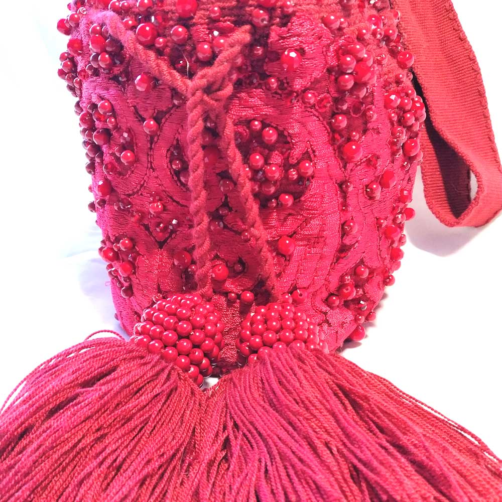 Vibrant Red Mini Wayuu Bag | Unique Small Crossbody Purse