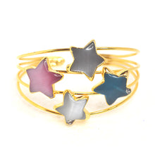 Load image into Gallery viewer, 22k Gold-Plated Brass Bracelet with Agate Stars - Front
