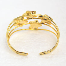 Load image into Gallery viewer, 22k Gold-Plated Brass Bracelet with Agate Stars - Back

