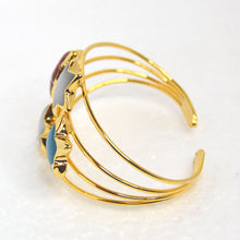 Load image into Gallery viewer, 22k Gold-Plated Brass Bracelet with Agate Stars - Side
