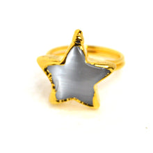 Load image into Gallery viewer, 22k Gold-Plated Brass Ring with Agate Star - Front
