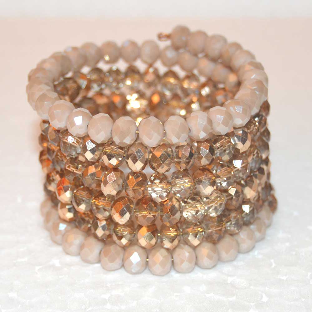 Cream Starlight Gold Czech Crystal Bracelet
