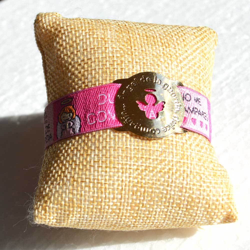 Caricature Angel de la Guarda Prayer Bracelet with Gold Filled Accent Medal