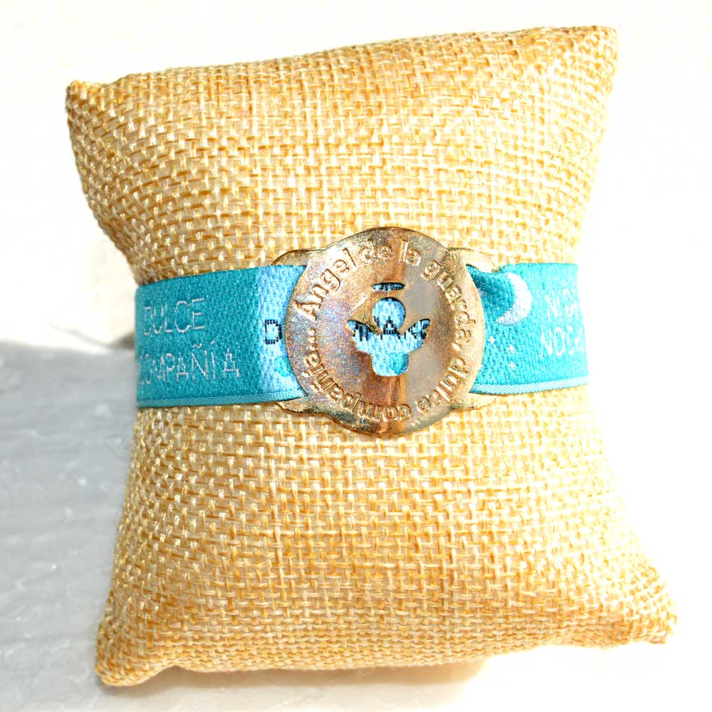 Caricature Angel de la Guarda Prayer Bracelet with Gold Filled Accent Medal