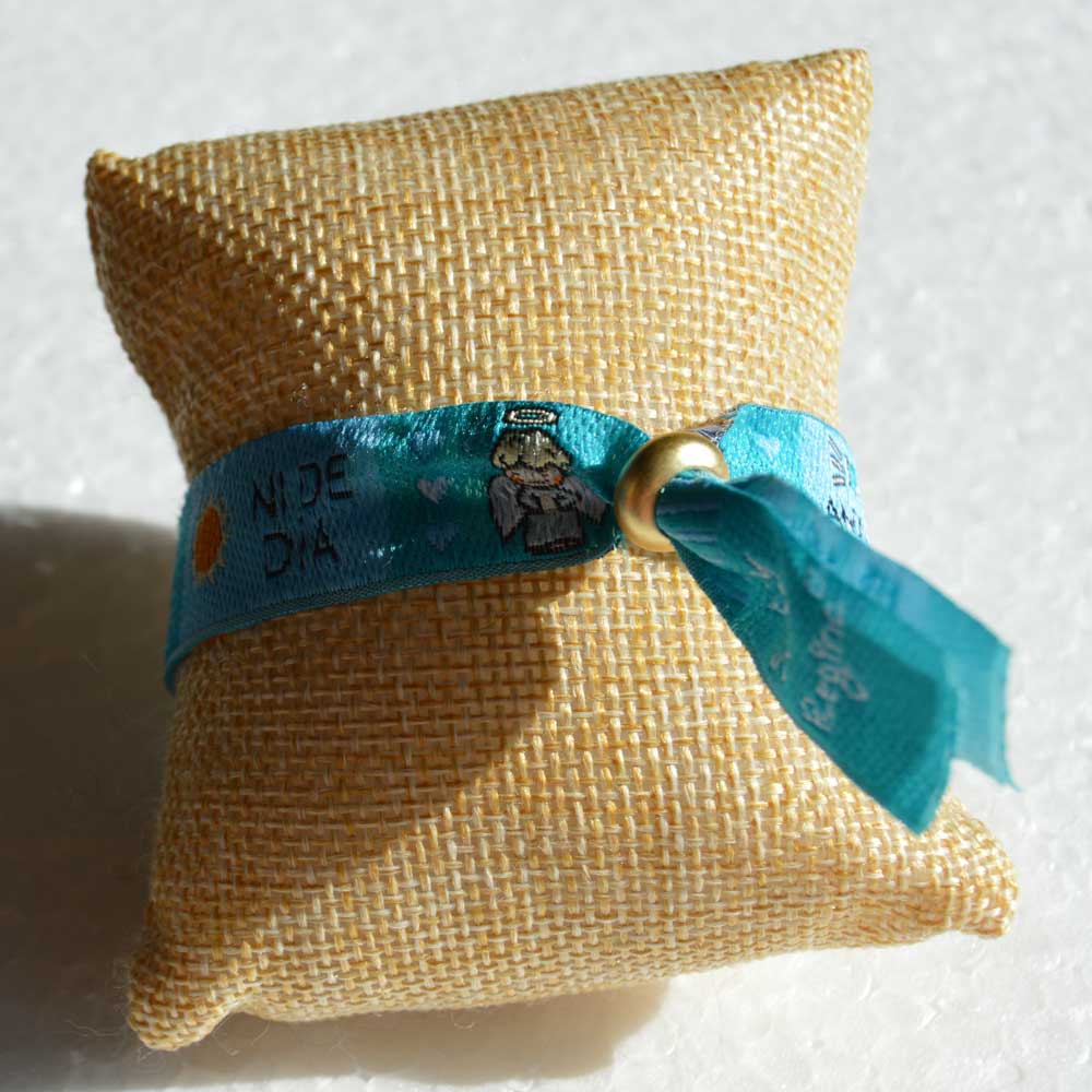 Caricature Angel de la Guarda Prayer Bracelet with Gold Filled Accent Medal