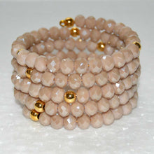 Load image into Gallery viewer, Rose Beige Czech Crystal Spiral Wrap Around Bracelet
