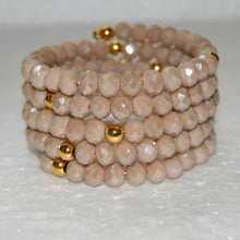 Load image into Gallery viewer, Rose Beige Czech Crystal Spiral Wrap Around Bracelet
