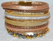 Load image into Gallery viewer, Multi Strand Bracelet Gold and Czech Crystal Bracelet
