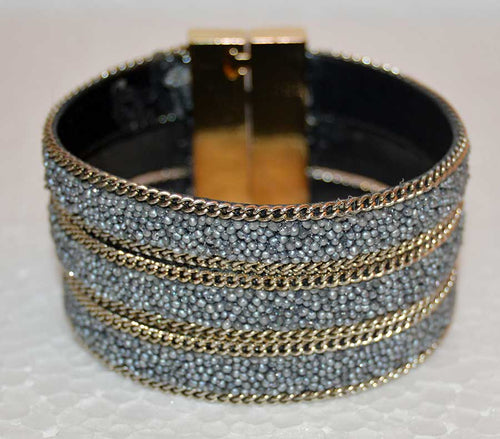 Golden Micro Beaded Cuff Bracelet