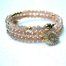 Load image into Gallery viewer, Rose Water Opal Czech Crystal Memory Wire Bracelet
