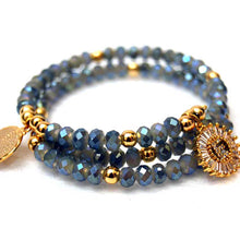Load image into Gallery viewer, Montana Blue Czech Crystal Memory Wire Bracelet
